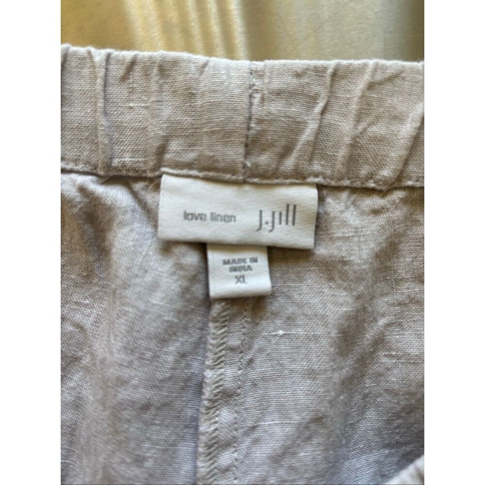 J.Jill Love Linen Natural Beige Cropped Pants Pull-On Elastic Waist Pockets XL - Picture 2 of 11